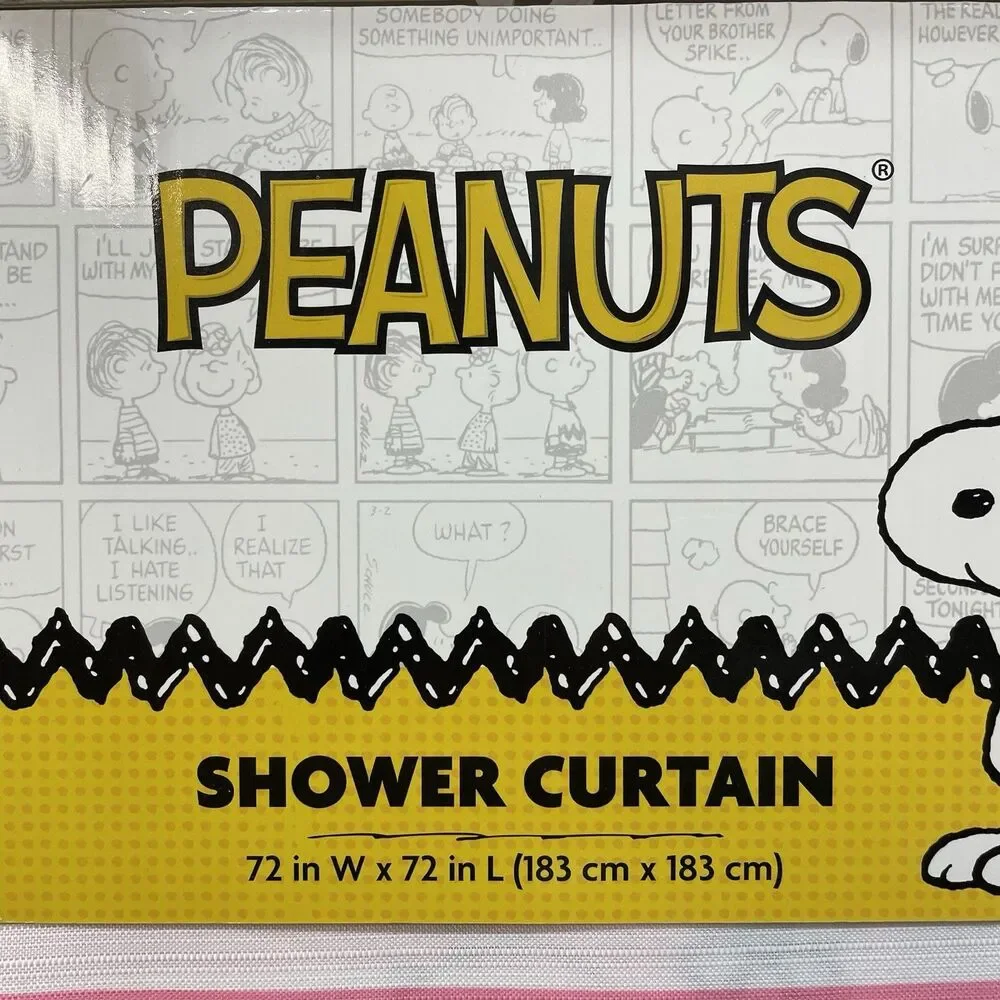 Striped Spring Peanuts Snoopy Woodstock Shower Curtain Fabric 72